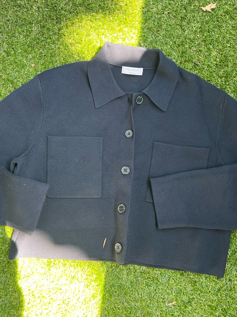 Aritzia Black Lightweight Button-Front Knit Shirt Jacket